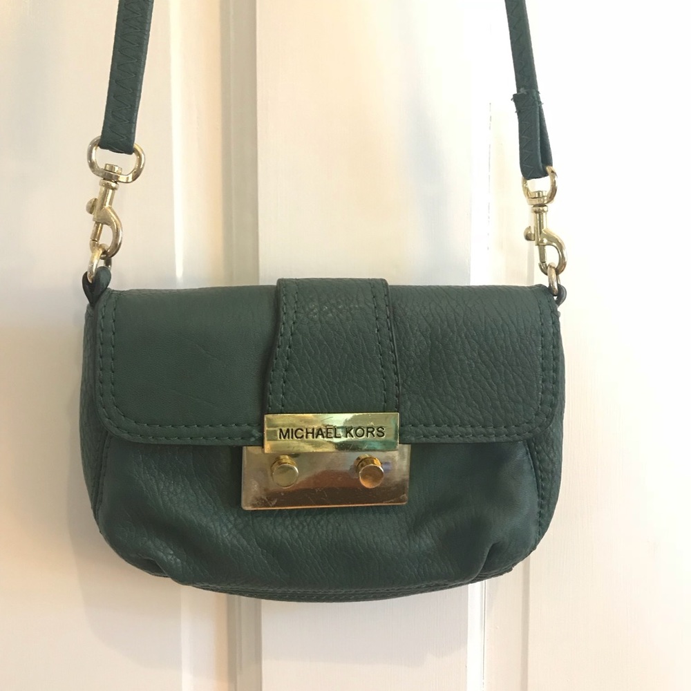 Michael Kors green leather crossbody